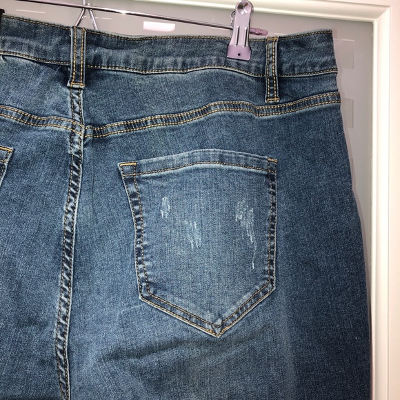 🎉7xHP🎉 LANE BRYANT Low Rise Boyfriend Jeans Paint Distressed Stretch 18 NWT! - Picture 13 of 16